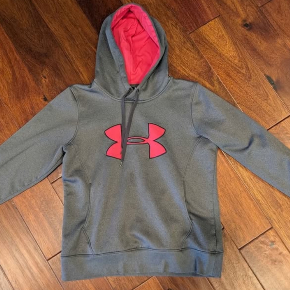 Under Armour Gray and Pink Hoodie (Medium)